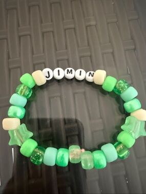 Custom BTS Green Name Bead Bracelet - JIMIN